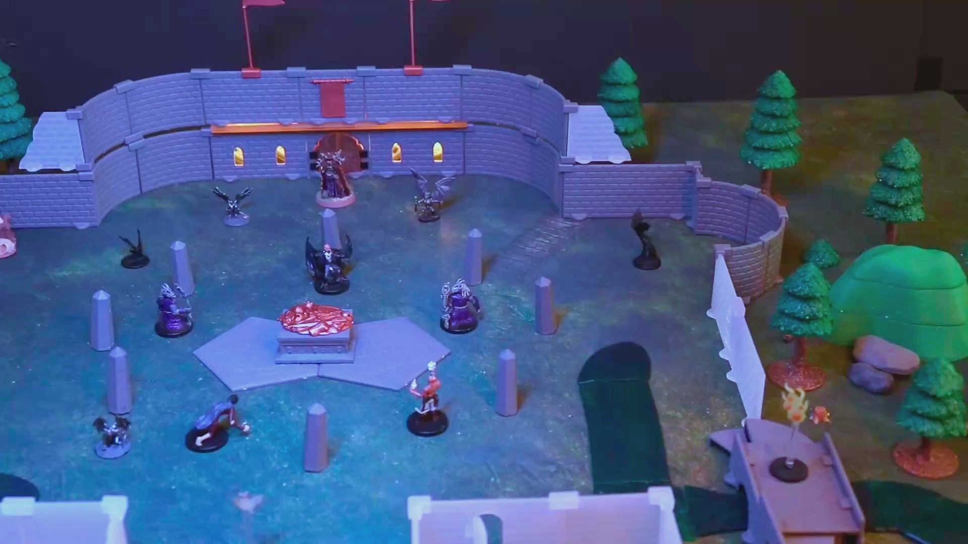 A video showing several layouts of the Cursed Lands Bundle while creepy techno music plays in the background