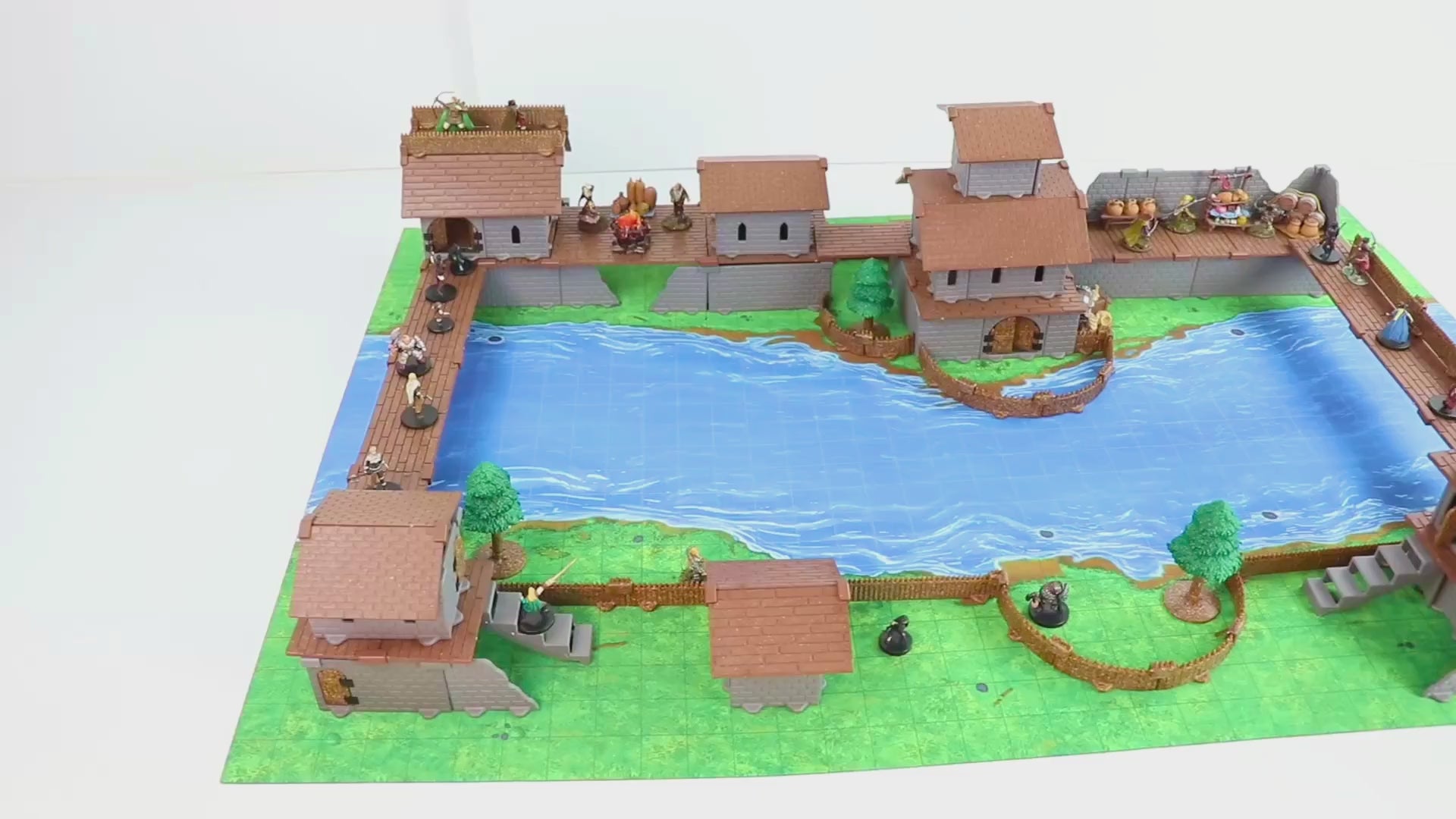 Video with calming music showing the Village of the Lost bundle being used to make a riverside town or outpost.