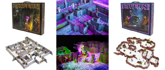 Unpainted and painted examples of the DCD Dungeon and Cavern Sets