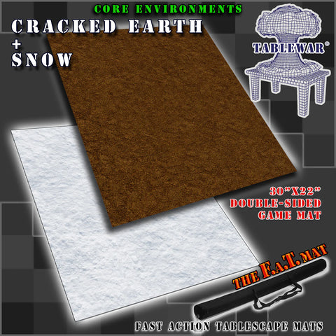 30x22" Dbl Sided 'Cracked Earth' + 'Snow' F.A.T. Mat Gaming Mat
