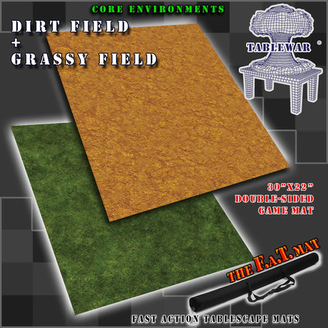 30x22" Dbl Sided 'Dirt Field' + 'Grassy Field' F.A.T. Mat Gaming Mat