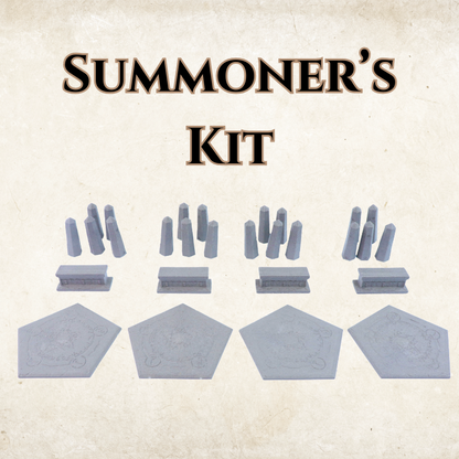 Main product image for the Summoner's Kit, showing all 4 Summoning Circles, Altars, and Obelisks arranged for display.