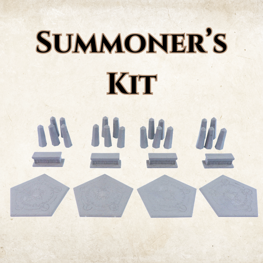 Main product image for the Summoner's Kit, showing all 4 Summoning Circles, Altars, and Obelisks arranged for display.