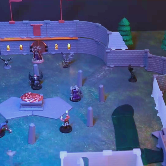 A video showing several layouts of the Cursed Lands Bundle while creepy techno music plays in the background