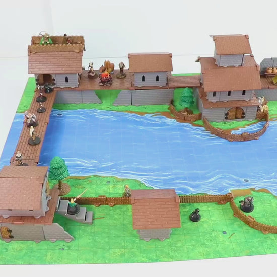 Video with calming music showing the Village of the Lost bundle being used to make a riverside town or outpost.