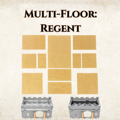 Regent Plus Multi-Floor Platforms Expansion set, featuring a wide variety of clear and dark gray acrylic tiles for multi-level terrain builds.